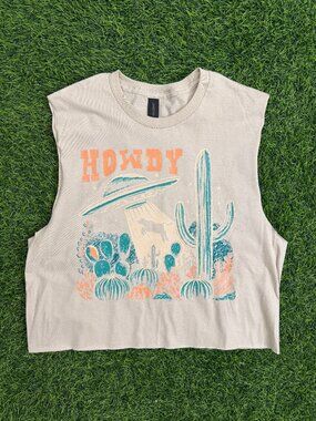 Howdy UFO Cropped Muscle Tank